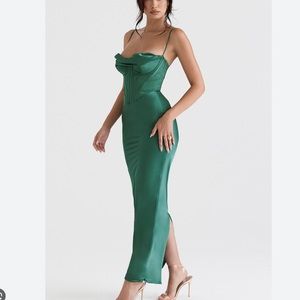 House Of Cb Charmaine Forest Corset Maxi Dress Size S
